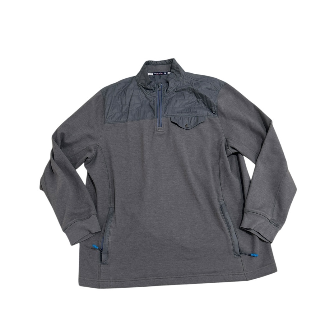 Southern Tide men’s Charcoal 1/4 Zip Sweatshirt blue contrast trim size xl